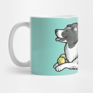 Border collie with tennis balls Mug